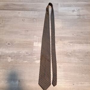 Valerio Garati Woven Geometric Blue Tan Woven Polyester Tie